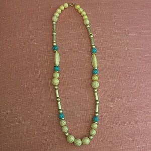 Vintage Aqua and Crème Beaded Necklace